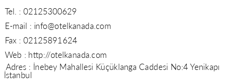 Kanada Hotel telefon numaralar, faks, e-mail, posta adresi ve iletiim bilgileri